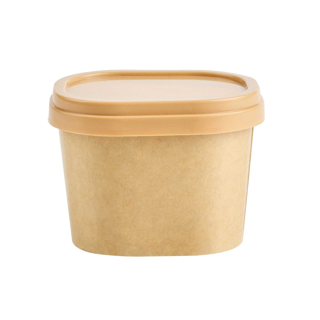 Coppetta Square Brown Plastic Lid - Fits 4 oz To Go Cup, with Spoon - 50 count box