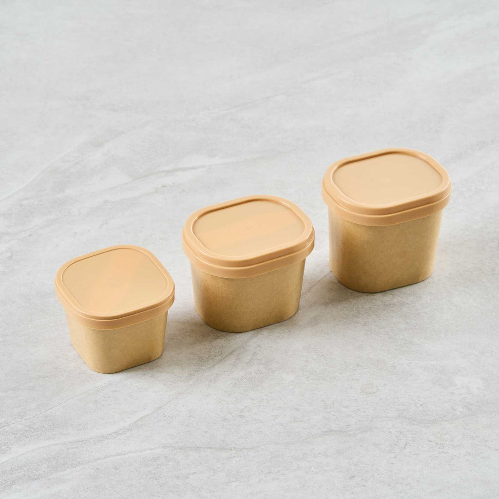 Coppetta Square Brown Plastic Lid - Fits 4 oz To Go Cup, with Spoon - 50 count box