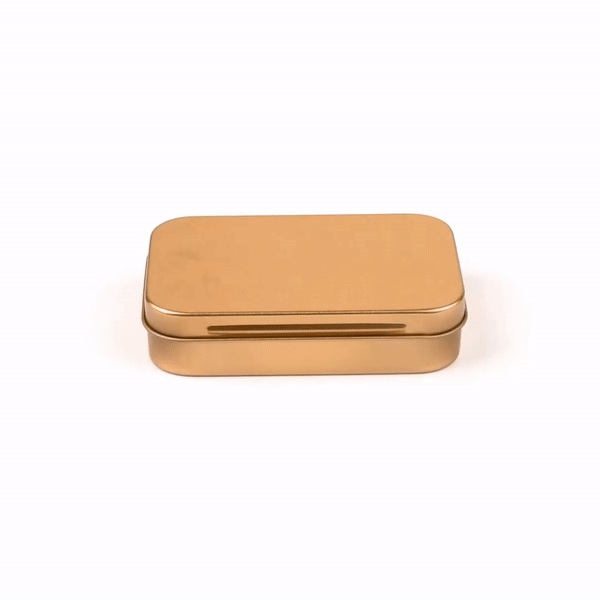 Chef 101 4 oz Rectangle Gold Tin Container - with Hinged Lid - 100 count box