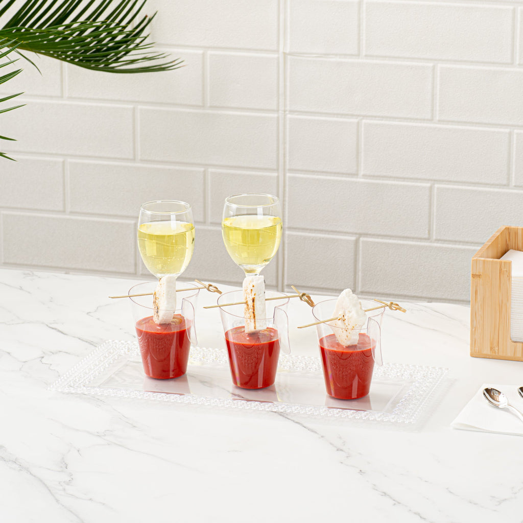 Mini Serve 2 oz Clear Plastic Cup - with Handle - 2 3/4" x 2 3/4" x 3 1/4" - 25 count box