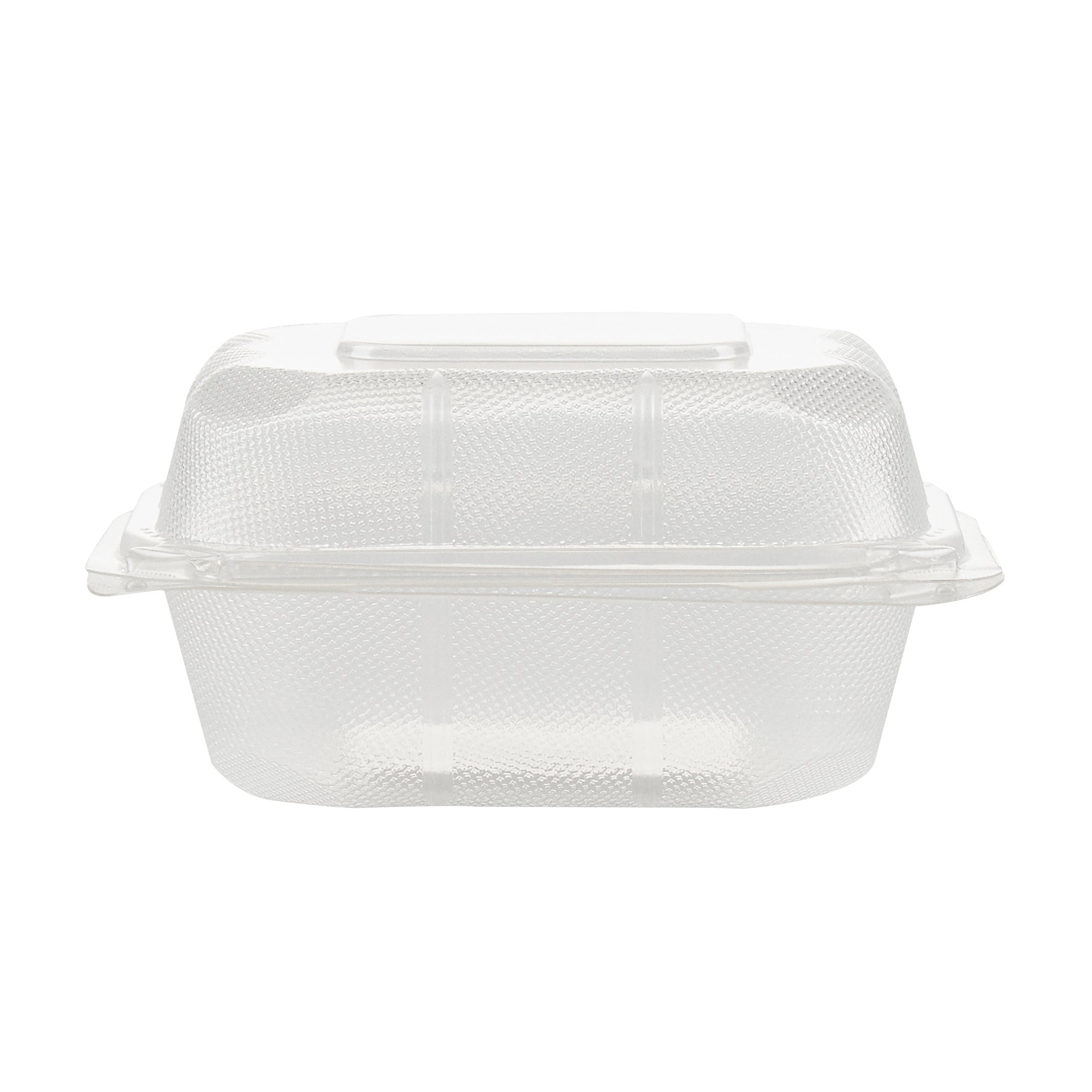 Chef 101 13 oz Square Clear Plastic Clamshell Container - Microwavable - 5 1/2" x 5 1/2" x 2 3/4" - 50 count box