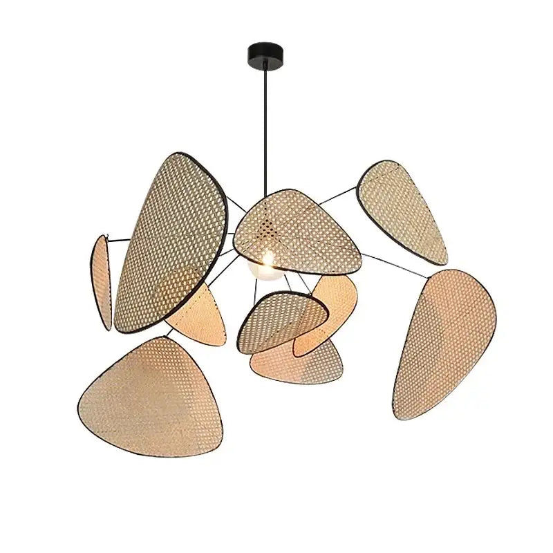Black rattan ceiling chandelier – dining room mesh pendant light