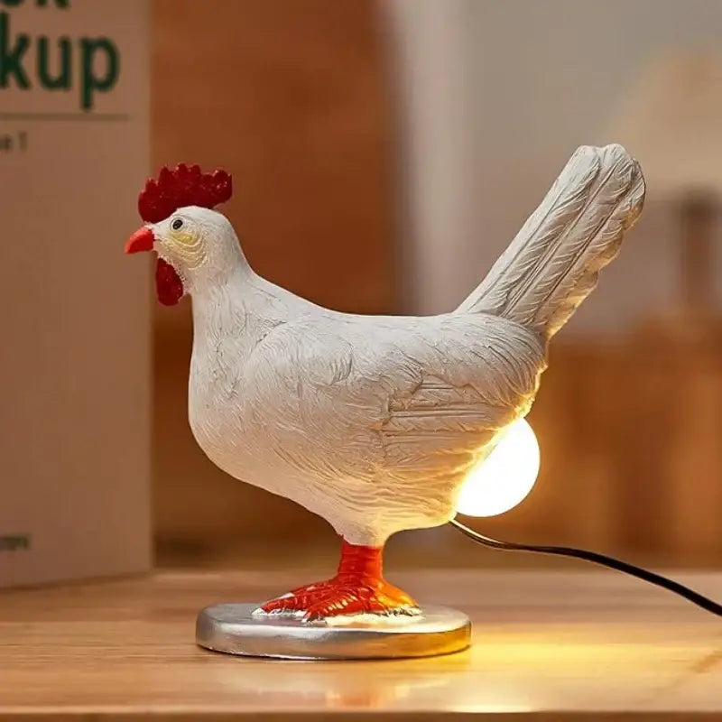 Ceramic white chicken night light ornament bedroom accent light
