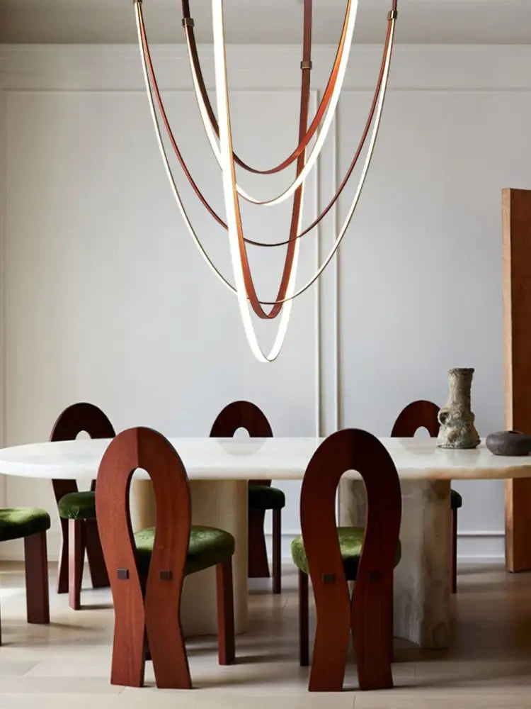 Modern flexible leather belt led chandelier – living room light