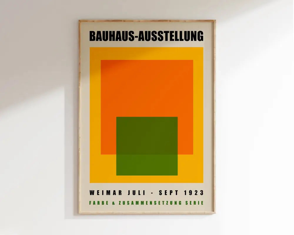 Bauhaus geometric canvas art orange & pink living room framed poster