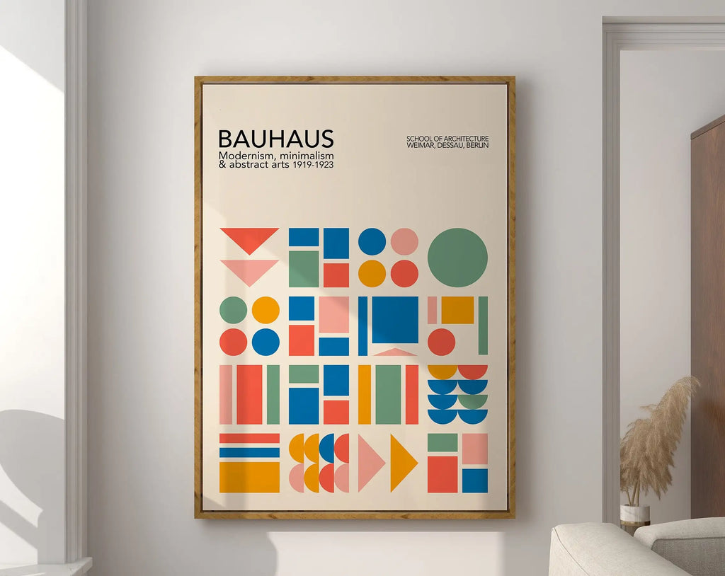 Minimalist bauhaus canvas poster yellow living room eye art