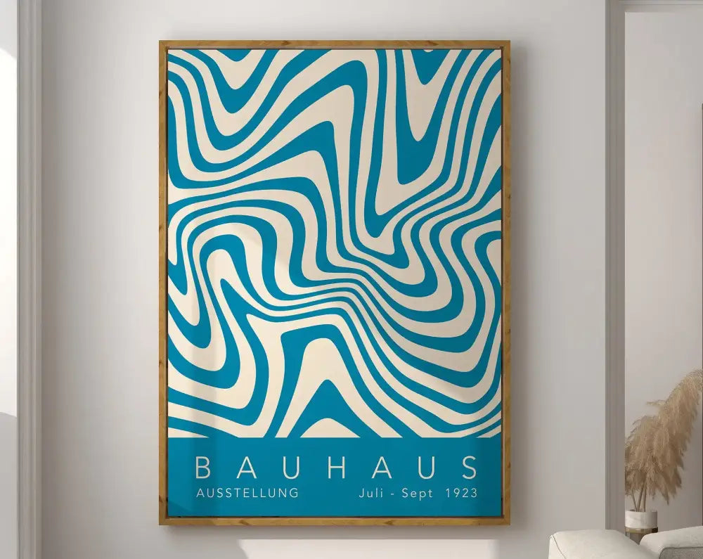 Minimalist bauhaus canvas poster yellow living room eye art