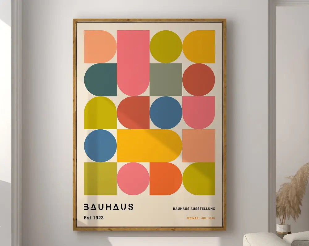 Minimalist bauhaus canvas poster yellow living room eye art