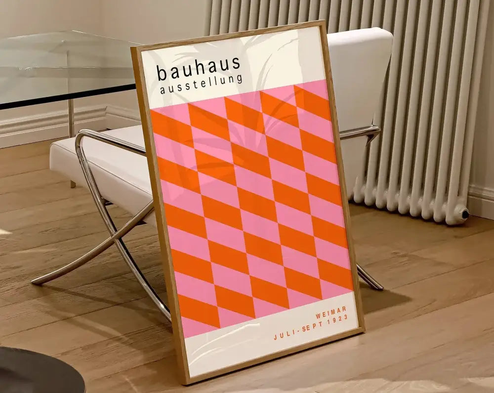 Minimalist bauhaus canvas poster yellow living room eye art
