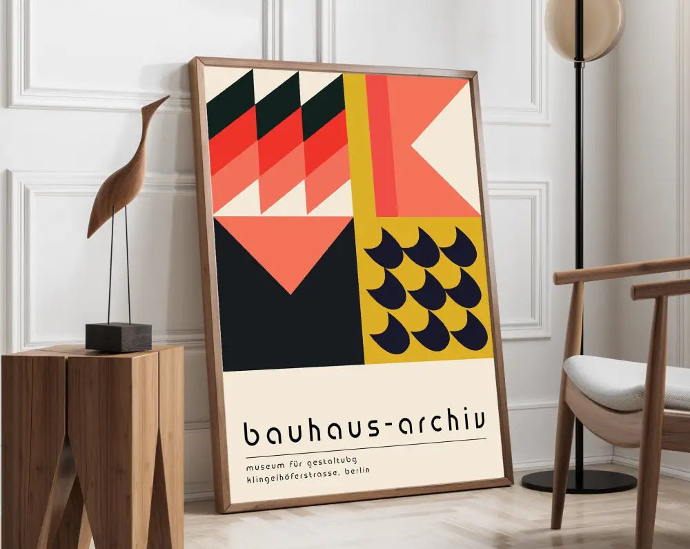 Minimalist bauhaus canvas poster yellow living room eye art