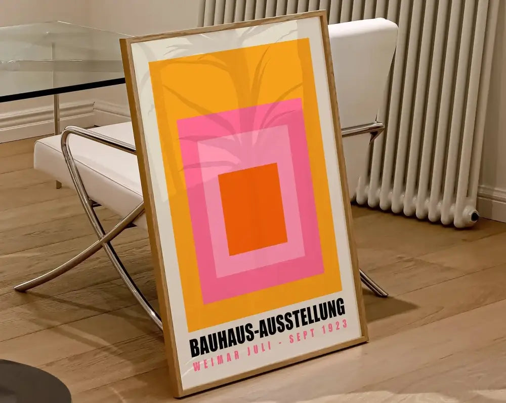 Minimalist bauhaus canvas poster yellow living room eye art