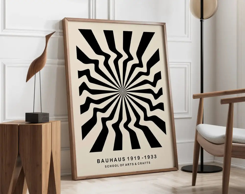 Pink & green geometric bauhaus canvas print living room wall art