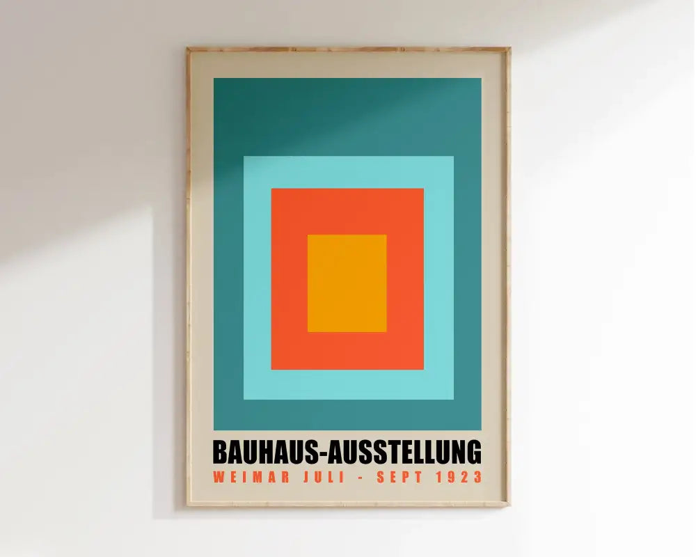 Pink & green geometric bauhaus canvas print living room wall art