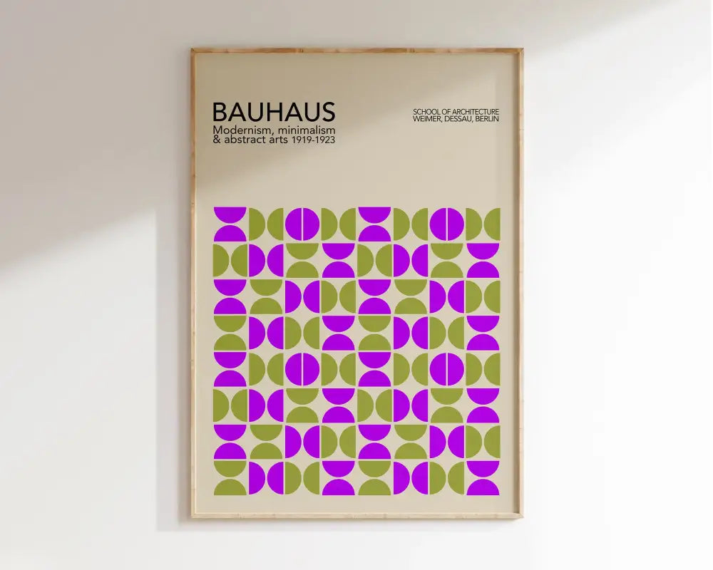 Pink & green geometric bauhaus canvas print living room wall art