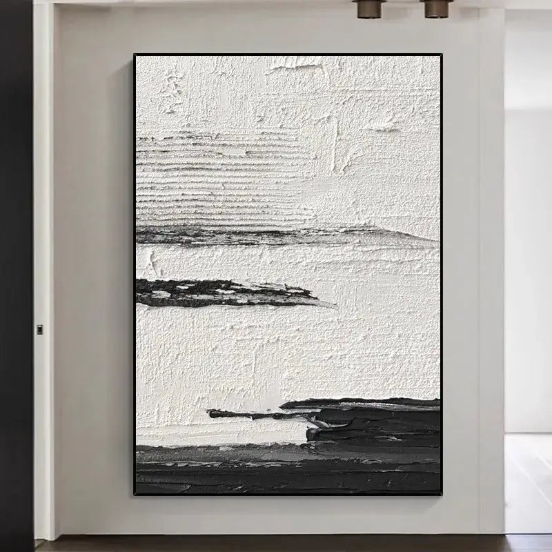 Hand-painted black & white abstract wall painting living room canvas