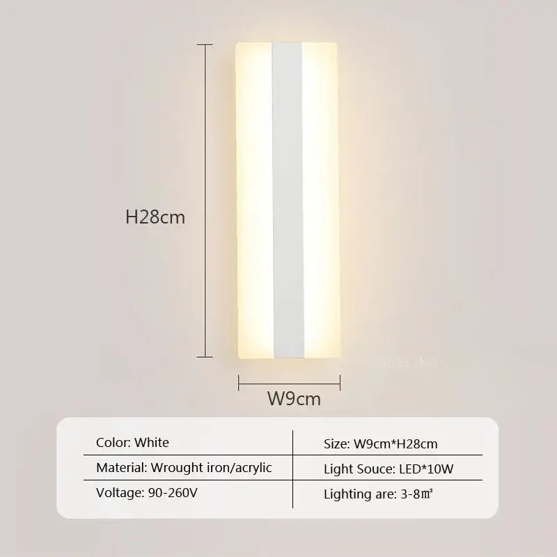 Modern black & white led metal acrylic wall light bedroom sconce
