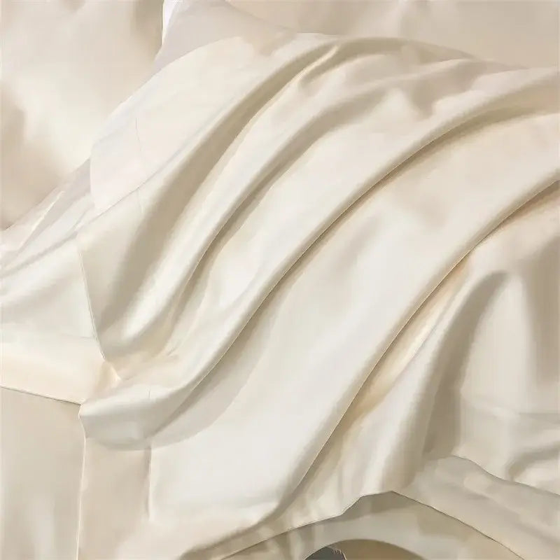 Luxurious white satin egyptian cotton duvet cover bedroom bedding