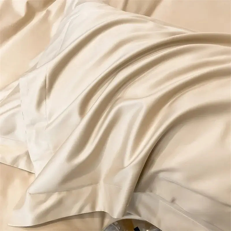 Luxurious white satin egyptian cotton duvet cover bedroom bedding