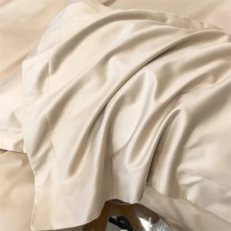 Luxurious white satin egyptian cotton duvet cover bedroom bedding