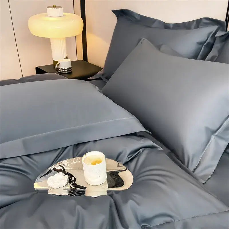 Luxurious white satin egyptian cotton duvet cover bedroom bedding