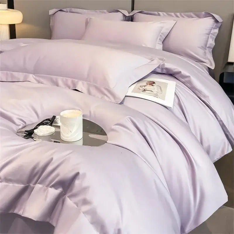 Luxurious white satin egyptian cotton duvet cover bedroom bedding