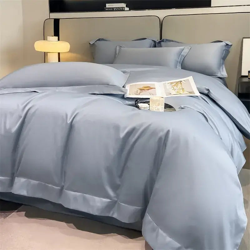 Luxurious white satin egyptian cotton duvet cover bedroom bedding