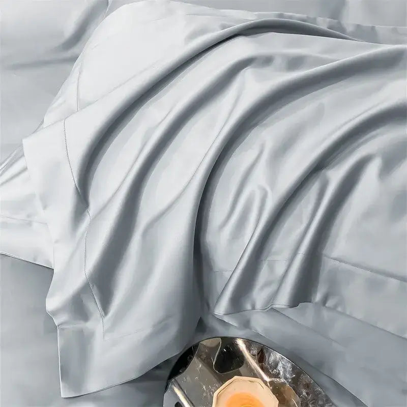 Luxurious beige satin egyptian cotton duvet cover bedroom set