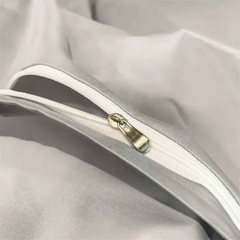 Luxurious beige satin egyptian cotton duvet cover bedroom set