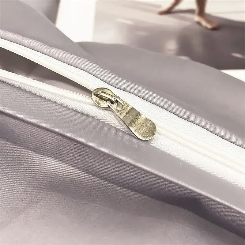 Luxurious white satin egyptian cotton duvet cover bedroom bedding