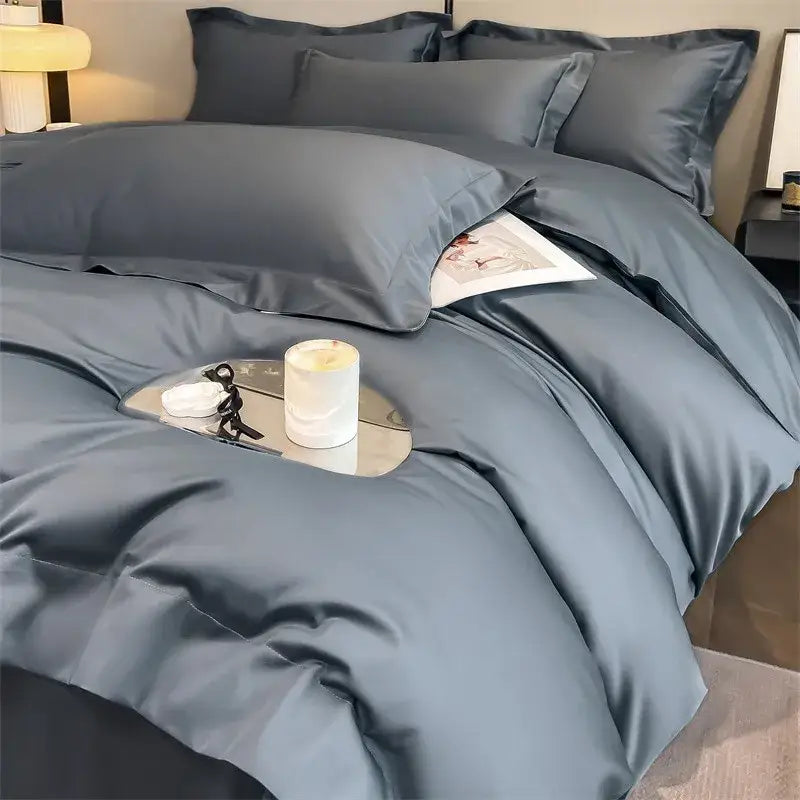 Luxurious white satin egyptian cotton duvet cover bedroom bedding