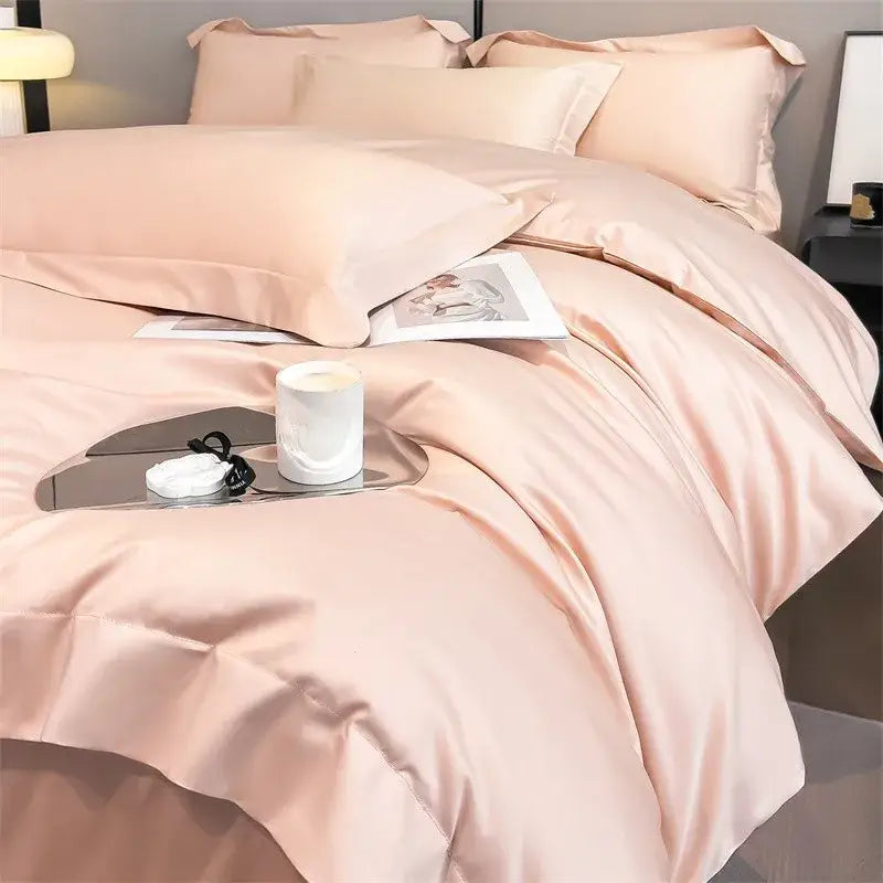 Luxurious white satin egyptian cotton duvet cover bedroom bedding