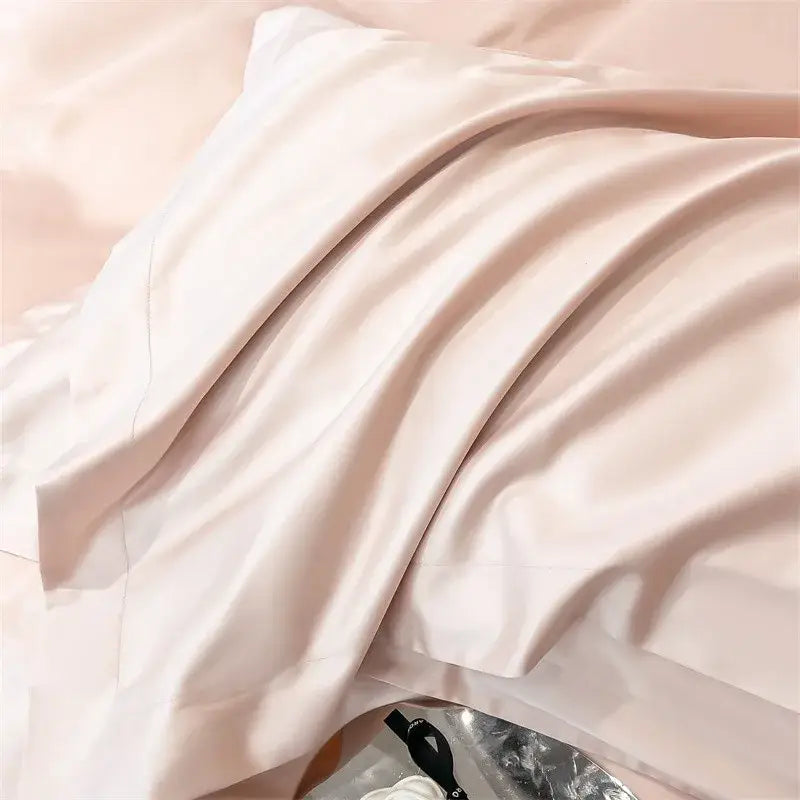 Luxurious beige satin egyptian cotton duvet cover bedroom set