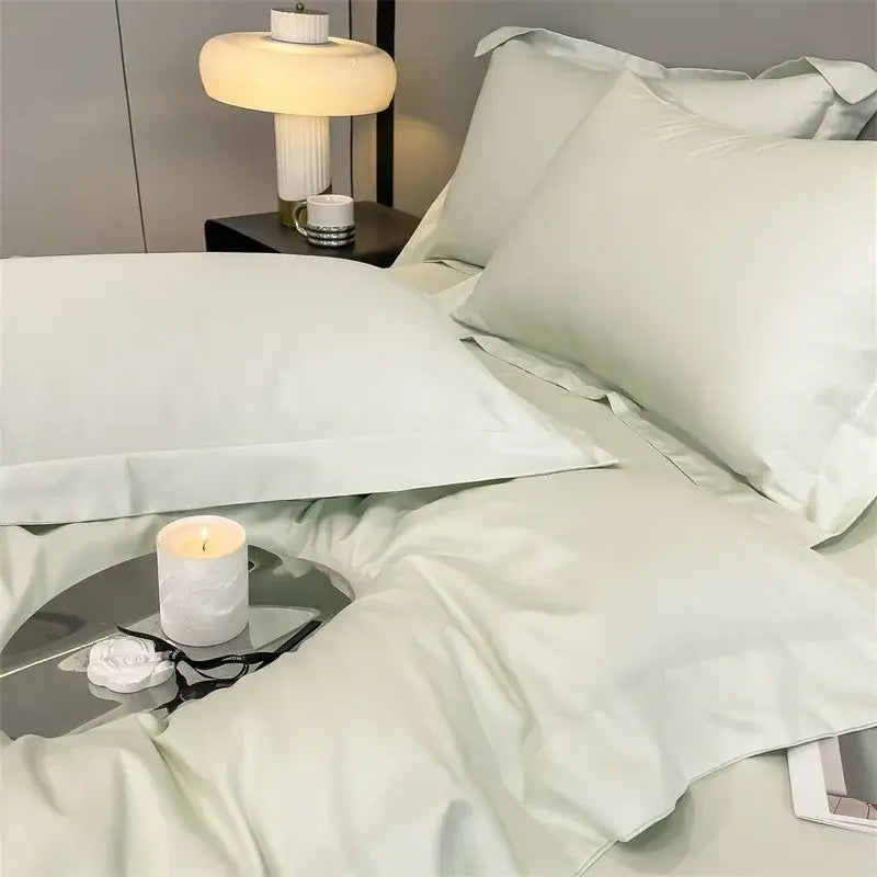 Luxurious white satin egyptian cotton duvet cover bedroom bedding