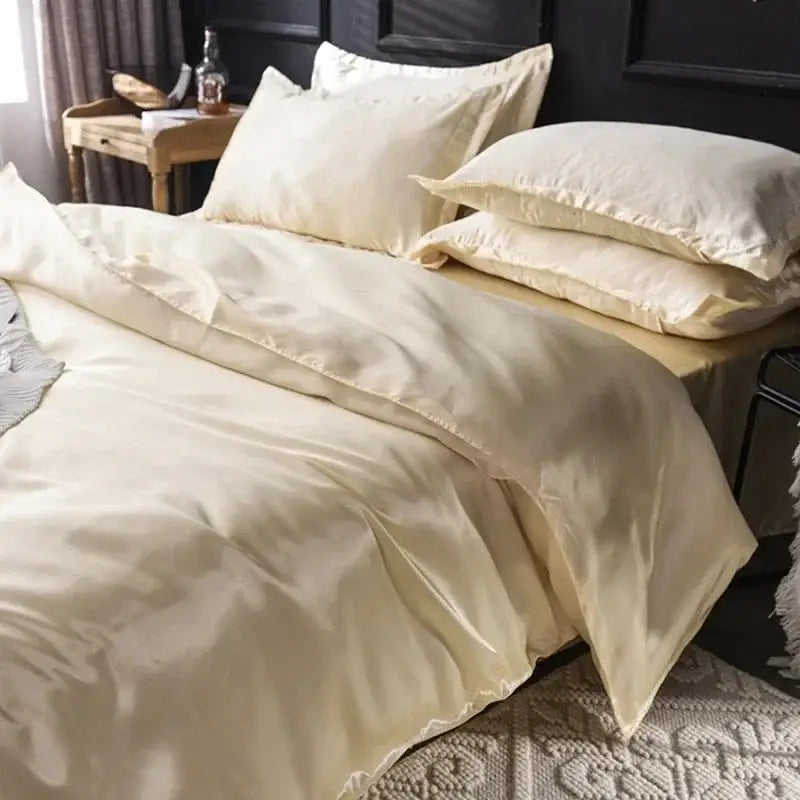 Luxurious turquoise satin bed sheet set bedroom duvet cover