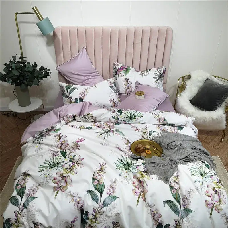 Luxury teal & pink egyptian cotton duvet cover bedroom bedding set