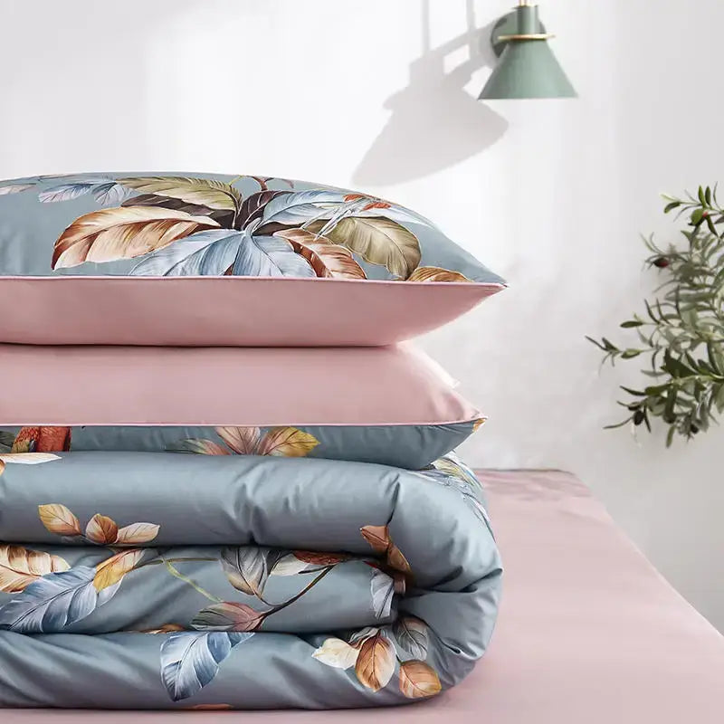Luxury teal & pink egyptian cotton duvet cover bedroom bedding set