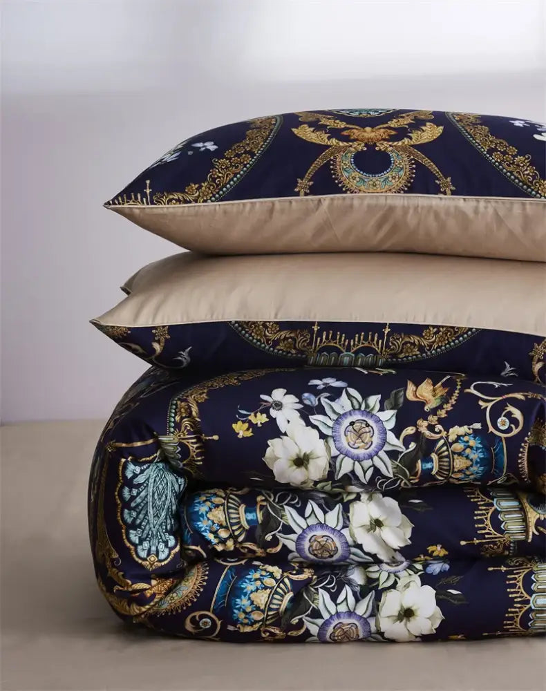 Tropical blue flamingo leaf duvet cover king size bedroom bedding