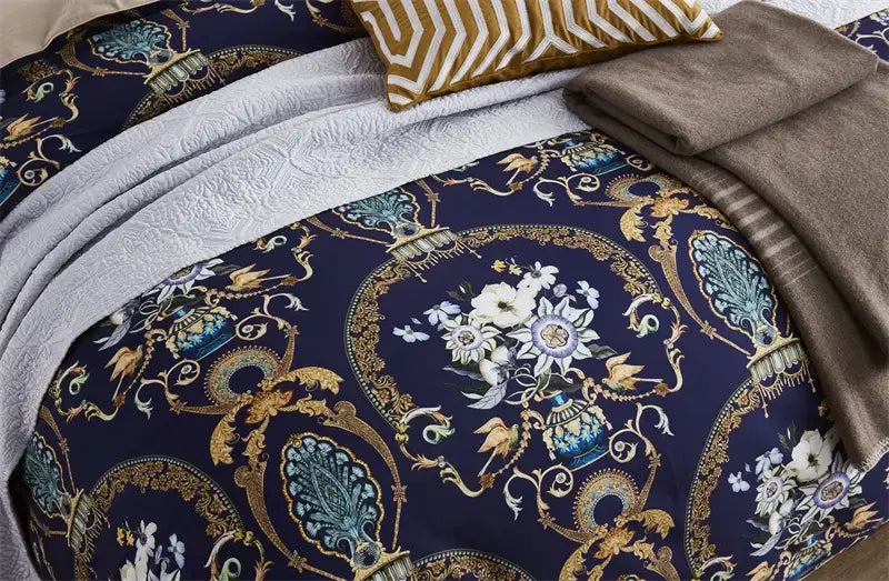 Tropical blue flamingo leaf duvet cover king size bedroom bedding