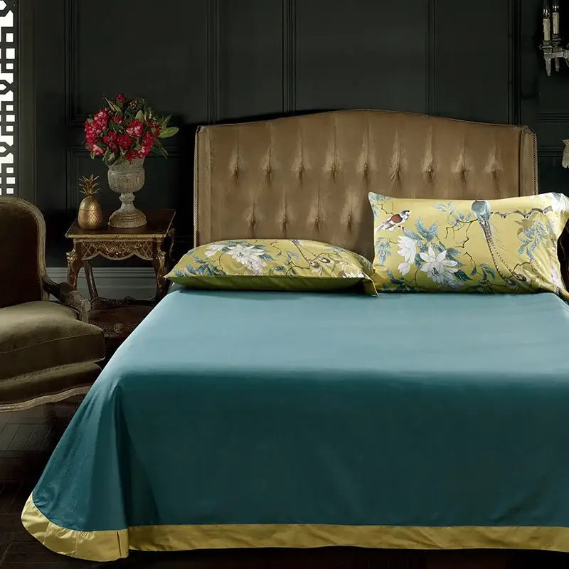 Tropical blue flamingo leaf duvet cover king size bedroom bedding