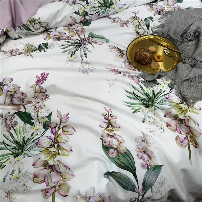 Tropical blue flamingo leaf duvet cover king size bedroom bedding