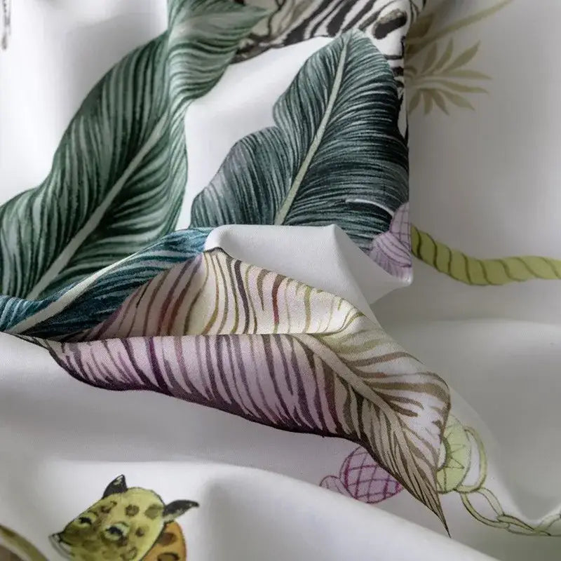 Tropical blue flamingo leaf duvet cover king size bedroom bedding