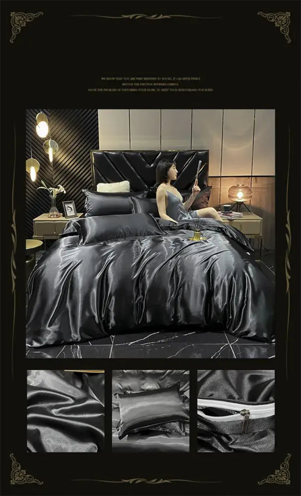 Luxury yellow mulberry silk bedding set bedroom duvet cover