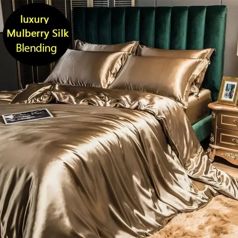 Luxury teal mulberry silk bedding set bedroom duvet cover