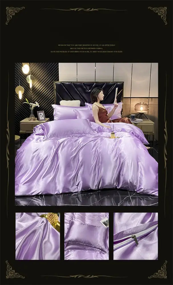 Luxury yellow mulberry silk bedding set bedroom duvet cover