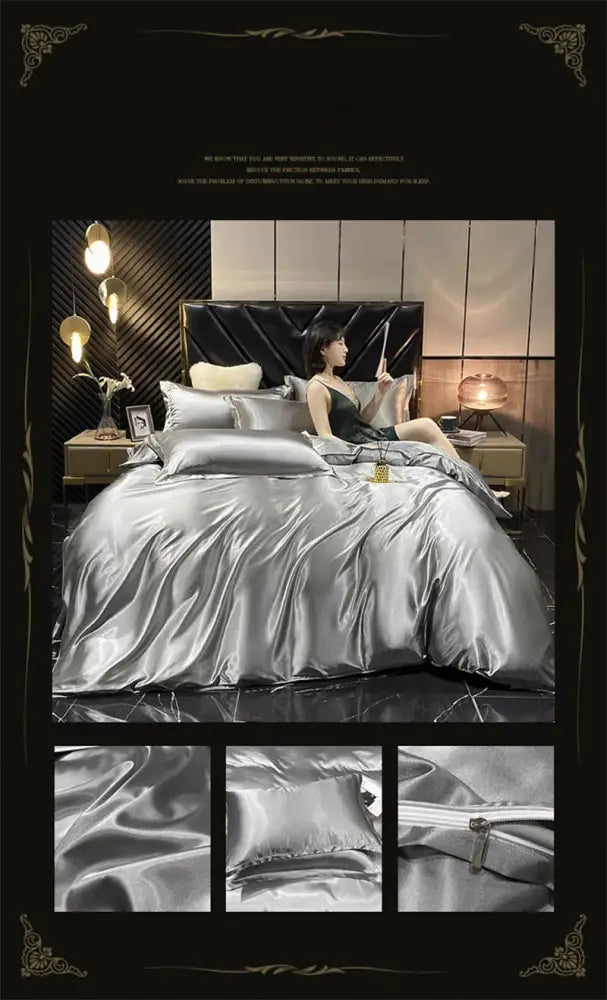 Luxury teal mulberry silk bedding set bedroom duvet cover