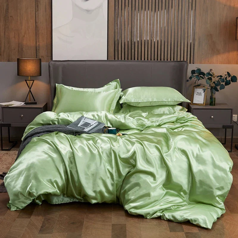 Lustrous purple rayon satin bedding set with pcduvet cover bedroom