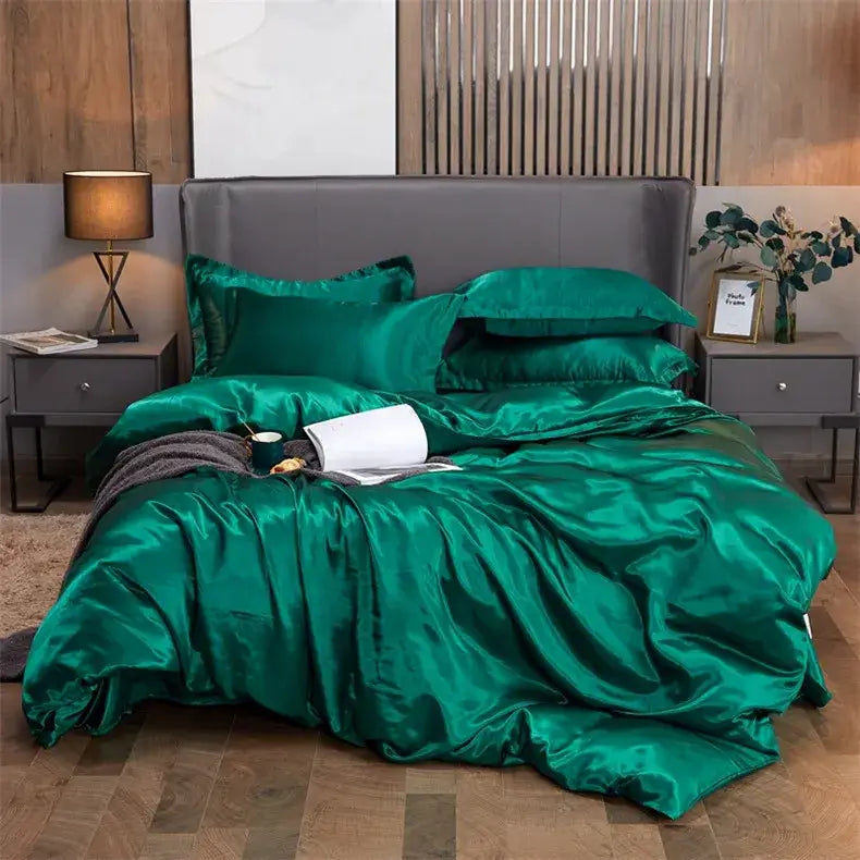 Lustrous purple rayon satin bedding set with pcduvet cover bedroom