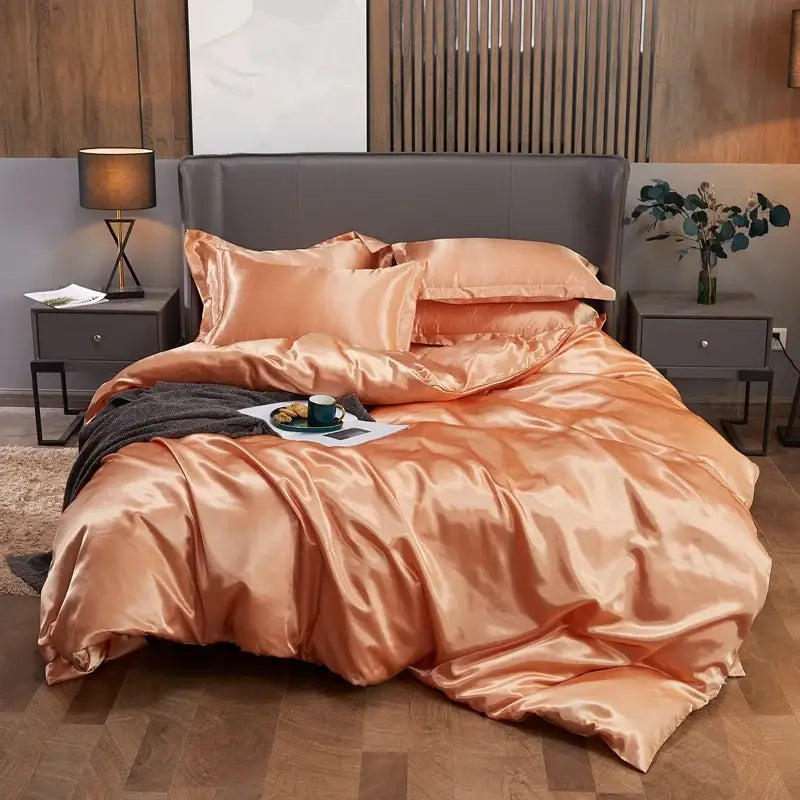 Lustrous purple rayon satin bedding set with pcduvet cover bedroom