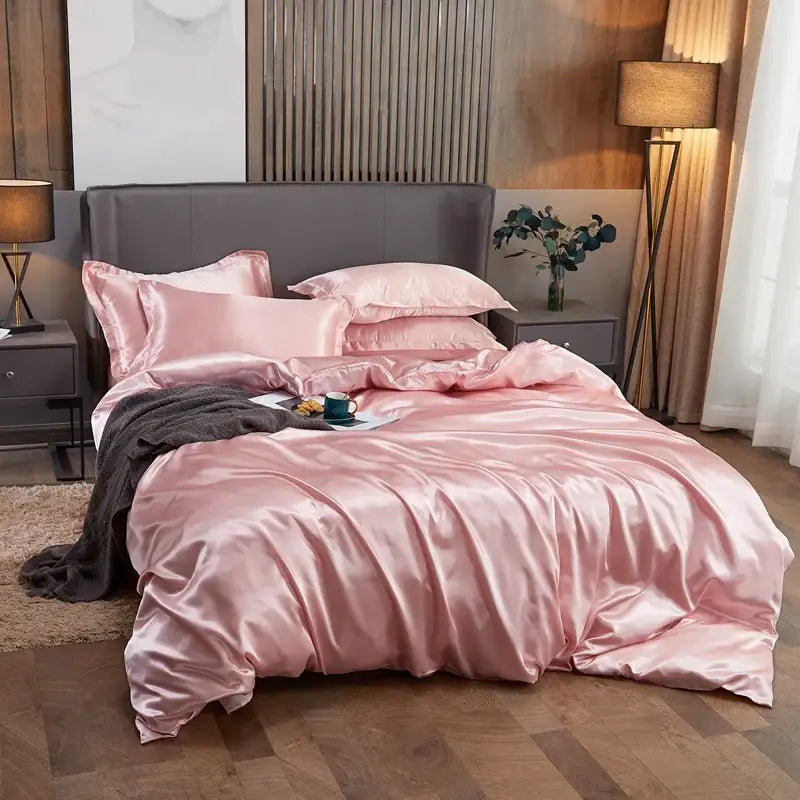 Lustrous purple rayon satin bedding set with pcduvet cover bedroom