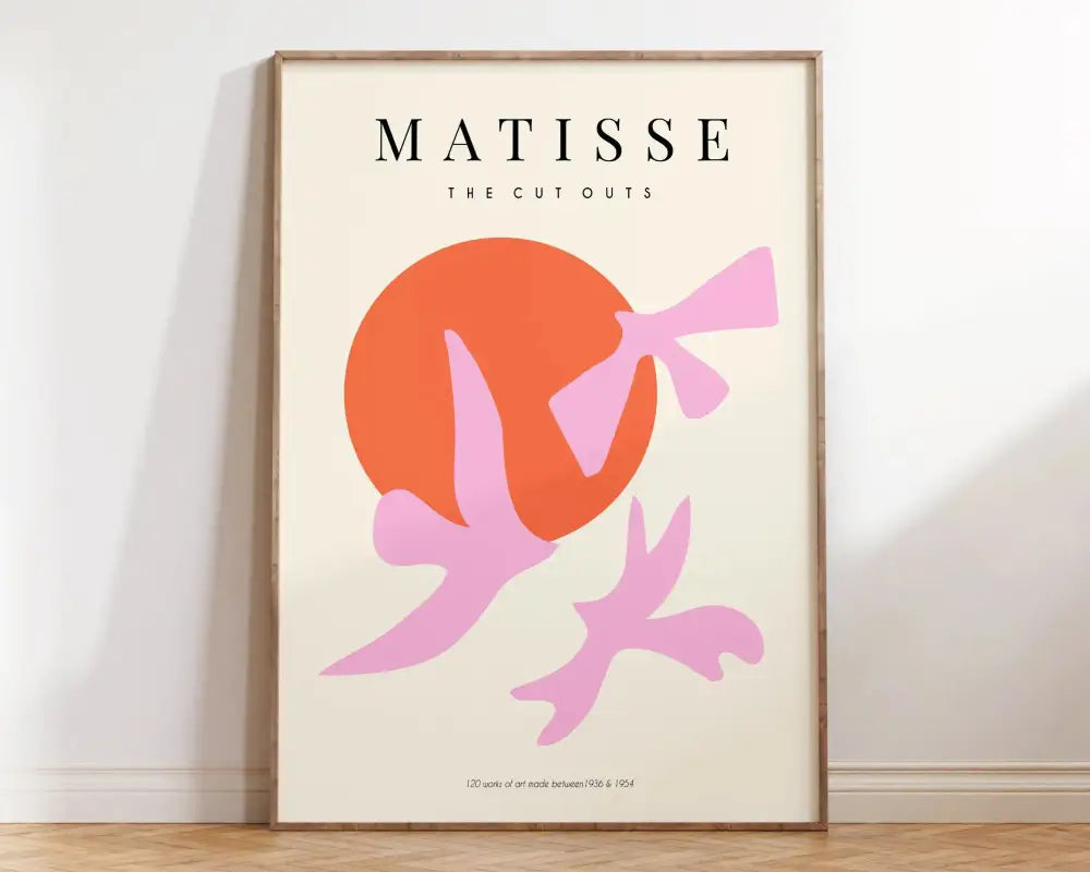 Matisse floral abstract flowers framed wall art – living room decor